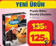 PİYALE BİTTER DAMLA ÇİKOLATA 250 G fiyat ve kampanya bilgisi